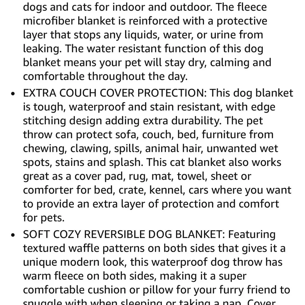 PetAmi Black and Gray Waterproof Pet Blanket